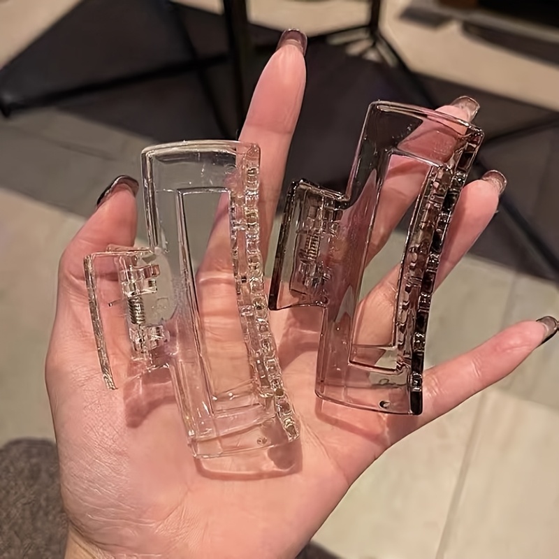 E-shop Modische transparente Haifisch-Haarspangen - Große rechteckige Acryl-Haarspangen für Damen, schlichtes elegantes Design von