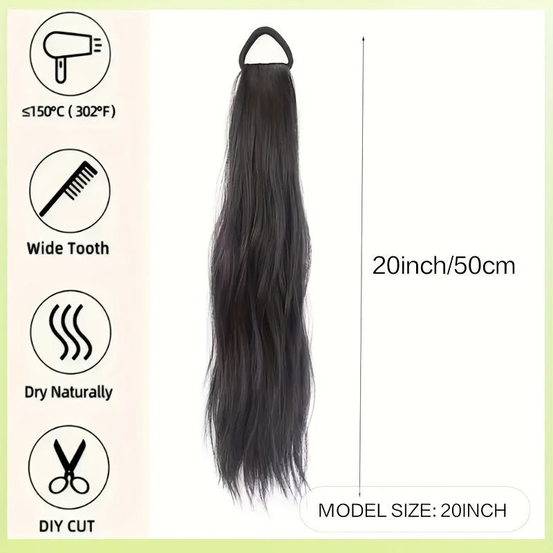 2pcs elegant water wave ponytail extensions for women 20 inch high temperature fiber natural   elastic band versatile styling options suitable for all ages ponytail hair extensions details 1