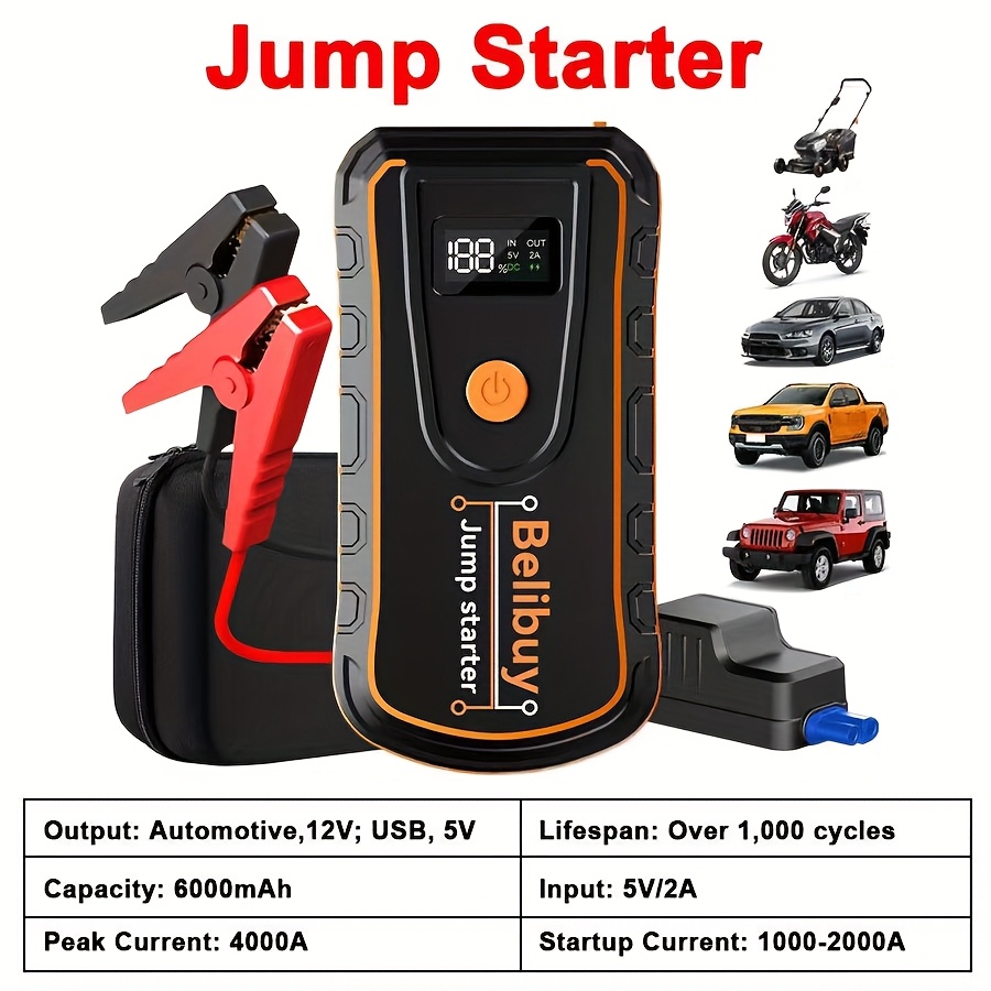 high   starter advanced portable emergency car starter powerful 6000mah rechargeable battery usb charging suitable for vehicles under 36v   version reliable emergency power Product details 7