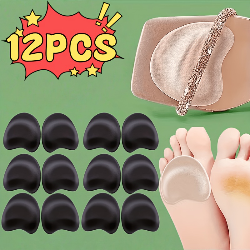 TEMU 12pcs Self-adhesive High Heel Insoles, Non-slip Breathable Cushioned Thickened Forefoot Pads, Prevent Foot Friction, Shoe Inserts For High Heels