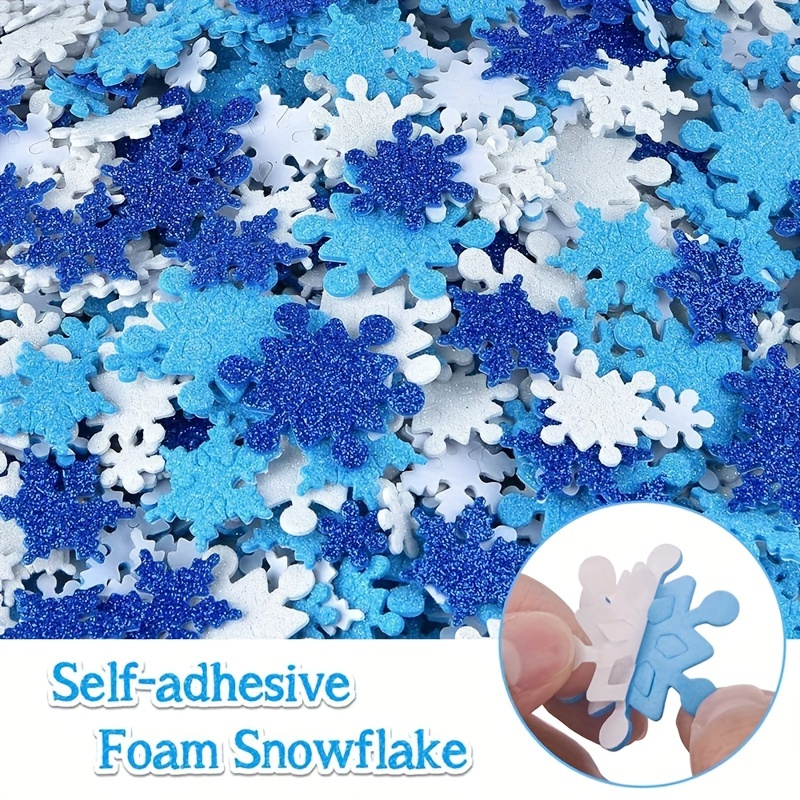 

50 Pcs Diy Christmas Foam Stickers: Self-adhesive Snowflake Shape Stickers For Festive Crafts