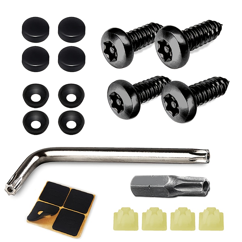 TEMU High-quality License Plate Fastener Screw Kit, Prevents License Plate Theft, Sturdy And Reliable, Stainless Steel Anti-theft License Plate Frame