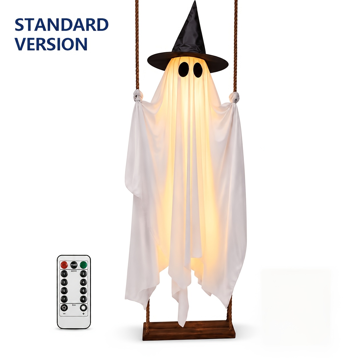 TEMU Outdoor Hanging Swing Ghost Halloween Decoration Large Swinging Ghost With String Lights And Remote Control Cute Spooky Swing Ghost Decor For
