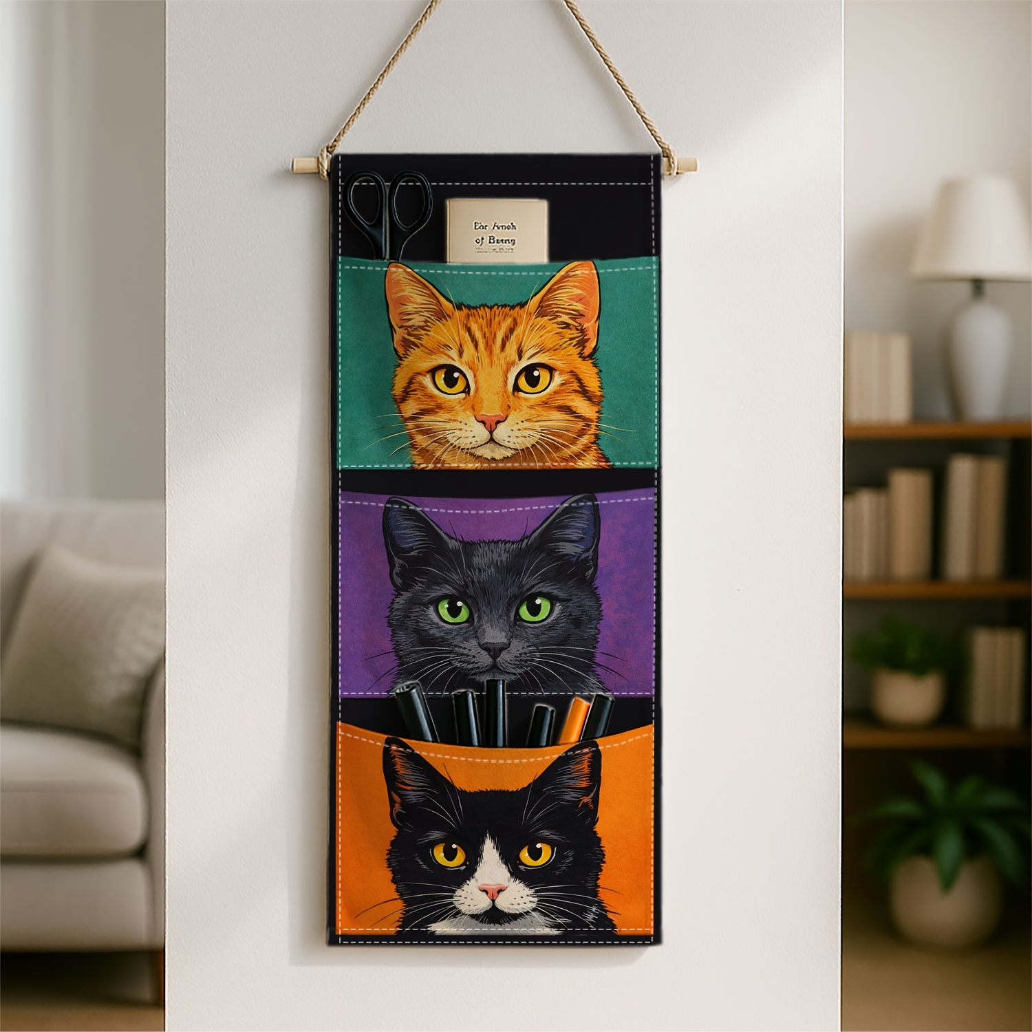 TEMU 1 pz Borsa portaoggetti da parete classica a forma per comodino, verde - Adatta per appesa dietro , appendibile a 3 per , tasche per oggetti