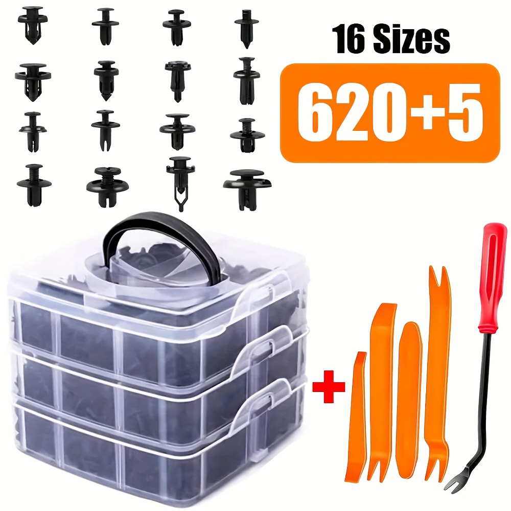 E-shop 620/625-teiliges Universal-Autoclips- Befestigungsset – PC-Material, Karosserie-Schnappverschlüsse, Nieten, -