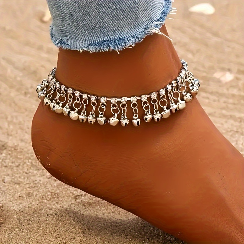 

1pcs Vintage Style Bell Tassel Pendant Chain Anklet Boho Style Ankle Bracelet Foot Chain