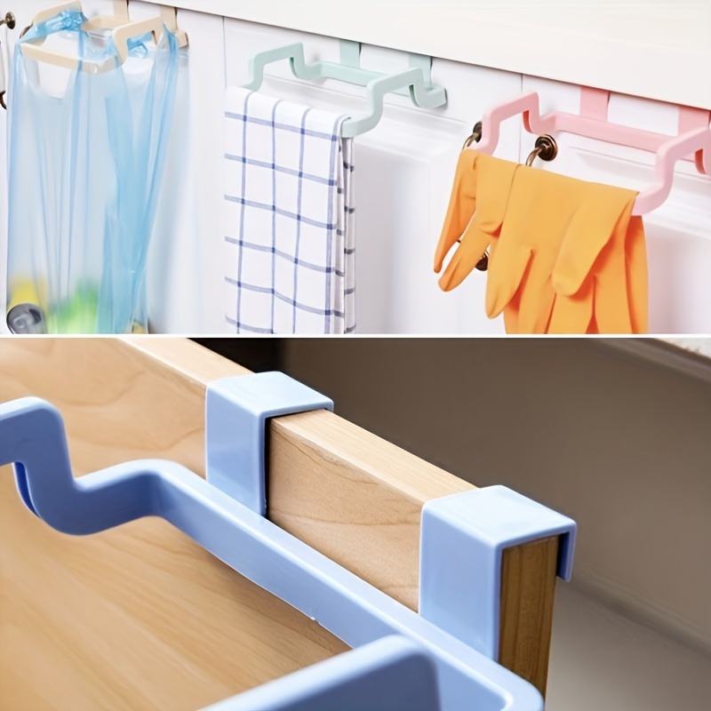 space saving kitchen trash bag holder over cabinet under sink organizer for garbage bags towels and groceries   plastic rack for dorms and bathrooms details 2