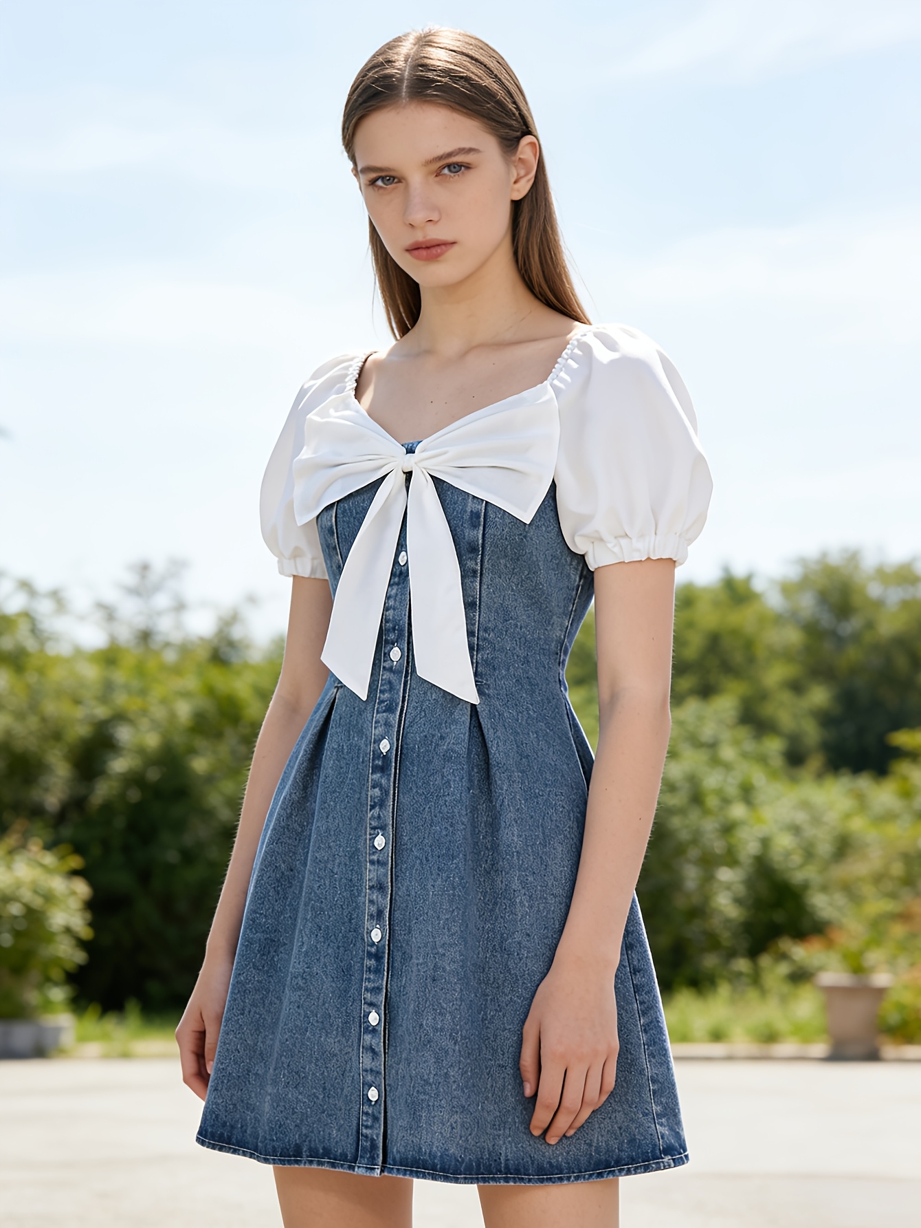 single piece teen girls denim dress perfect - Temu Colombia