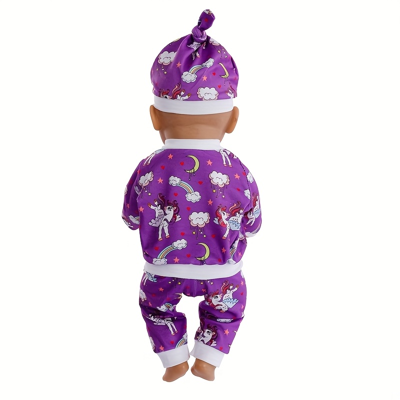 Suitable For 17-18 Inch Toy Clothes Three-piece Set Penguin, Whale Starfish, Unicorn Pattern, (pink, Purple, Blue) Holiday Gifts, Christmas Gifts (excluding Dolls)