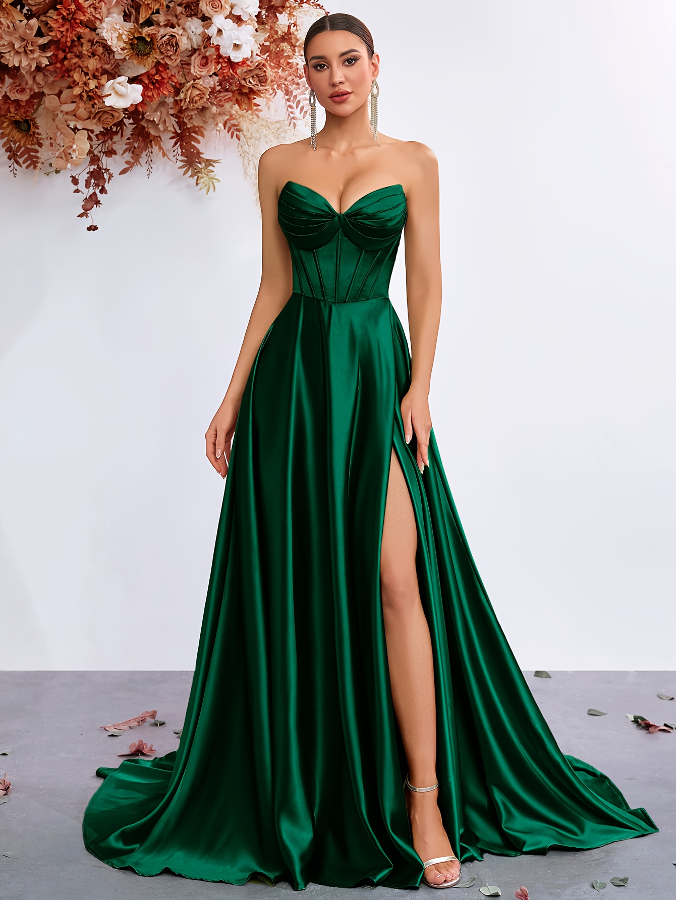 prom dresses party dresses Simple A Line Satin Split Hot Pink Prom Dress Party Dress PSK045 US6 / Custom Color