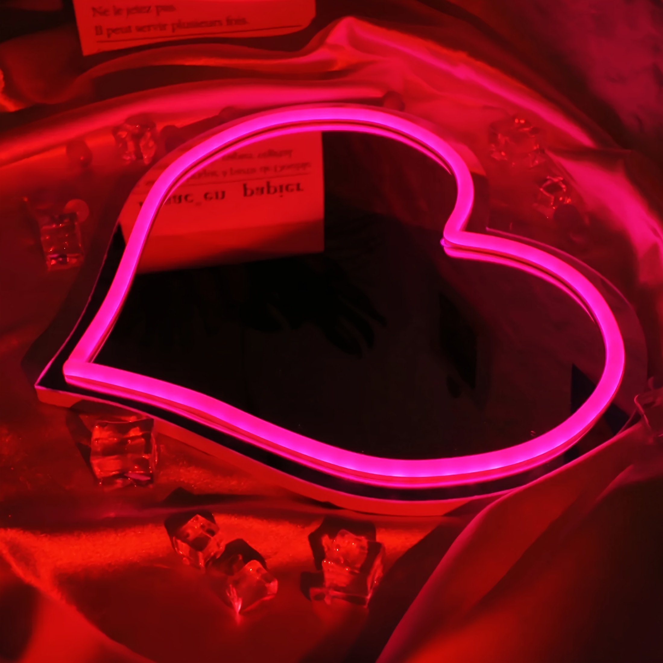 Image of 1pc Love Neon Sign Dressing Mirror, Give Neon Sign Dressing Mirror, Bedroom, Living Room, Valentine's Day Cute Room Decoration, Give Girlfriends And Wives Birthday, Christmas, Valentine's Day Gifts