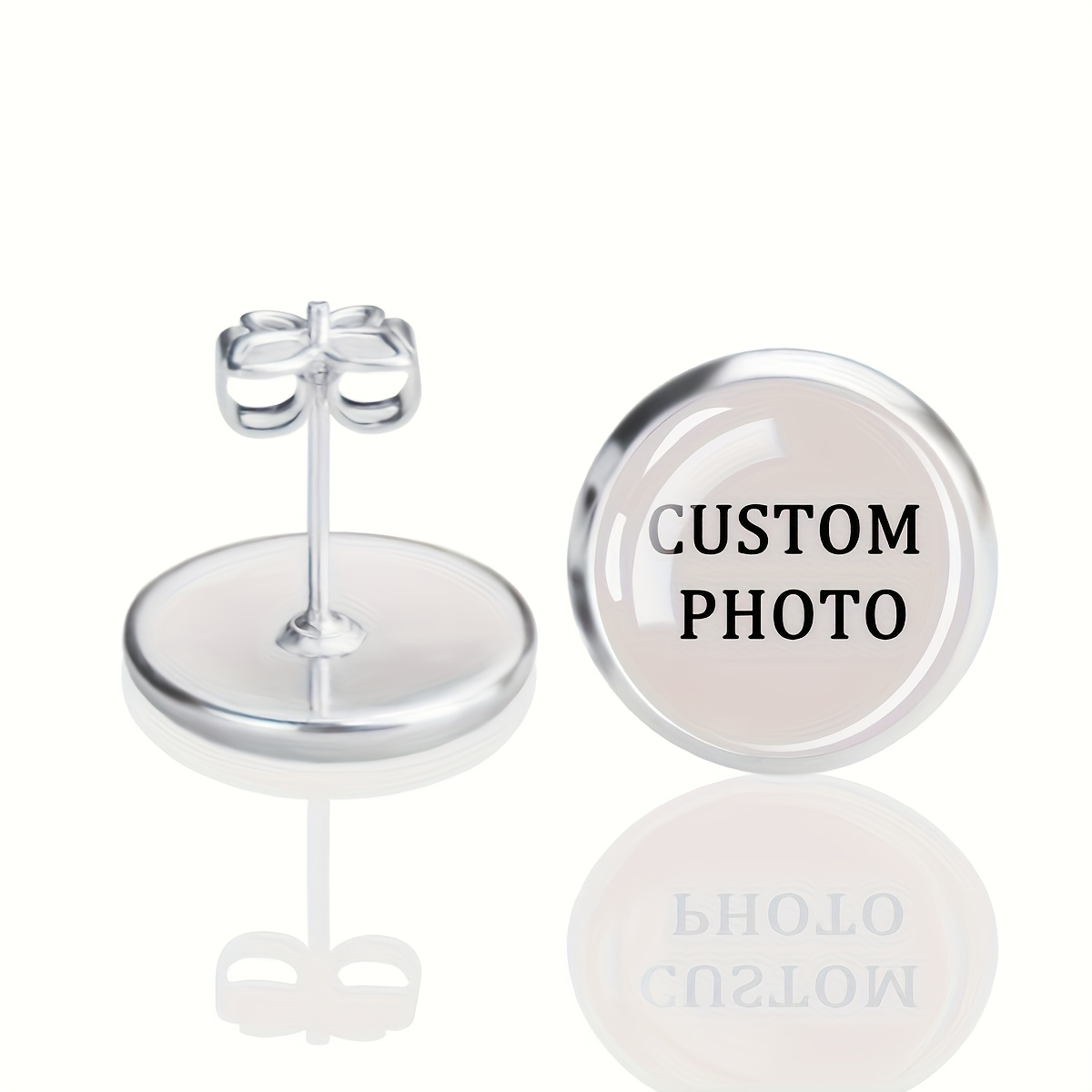 E-shop 1 Paar Personalisierte Foto-Ohrstecker – Individuelle Bild-Logo-Glasdom-Leuchtohrringe für Männer Frauen – Maßgeschmiedeter Schmuckgeschenk