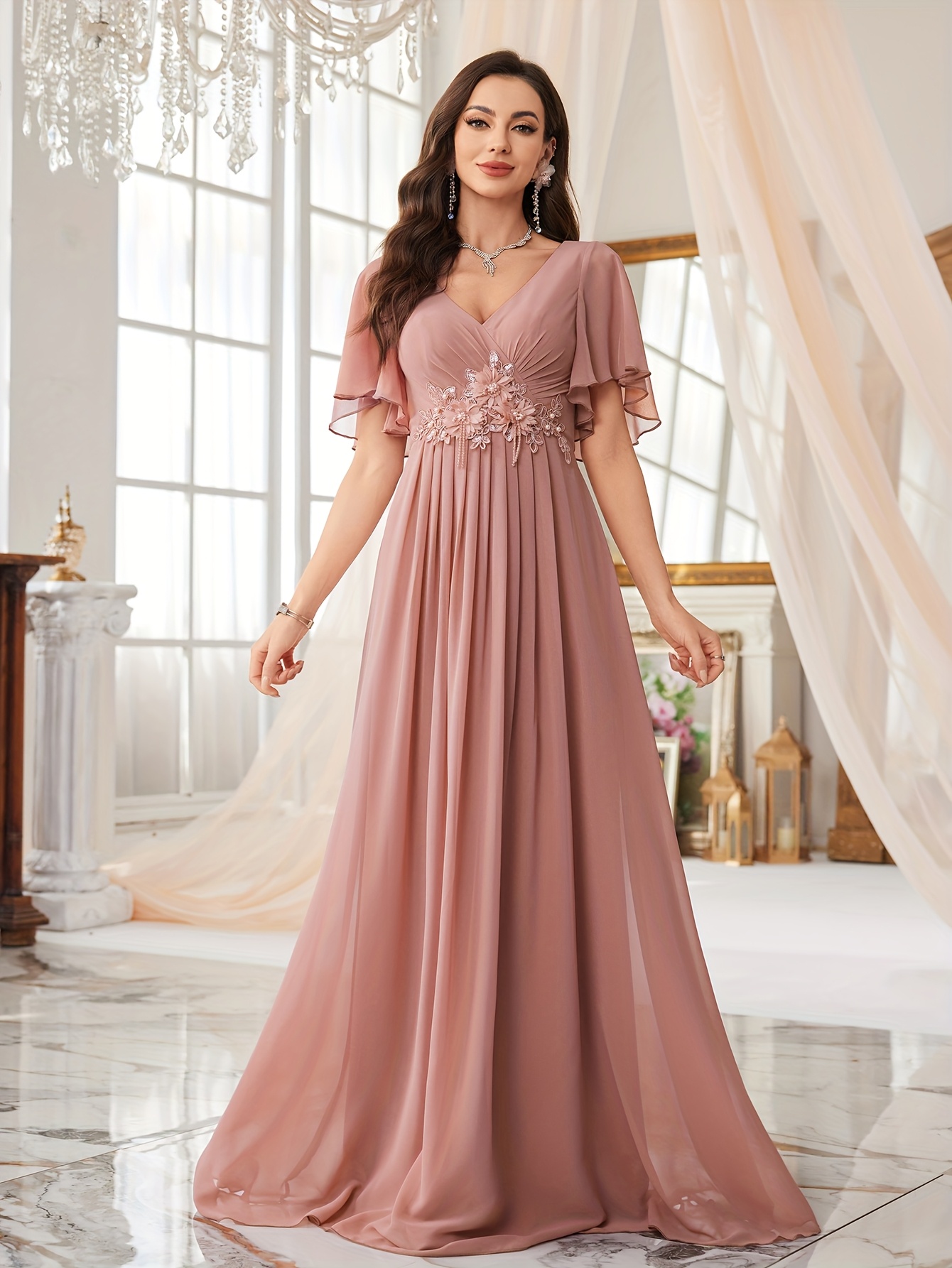 elegant directional sweetheart neckline ruffle sleeve solid - Temu Pakistan