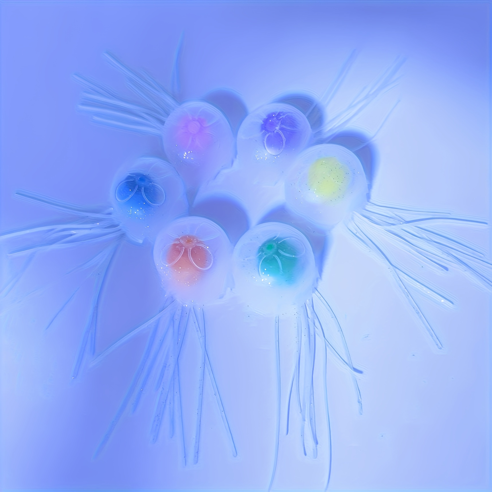 Image of 12pcs Set Of Fluorescent Luminous Realistic Jellyfish For Aquarium Decoration, Vibrant Fluorescent Floating Jellyfish, Artificial Ornament