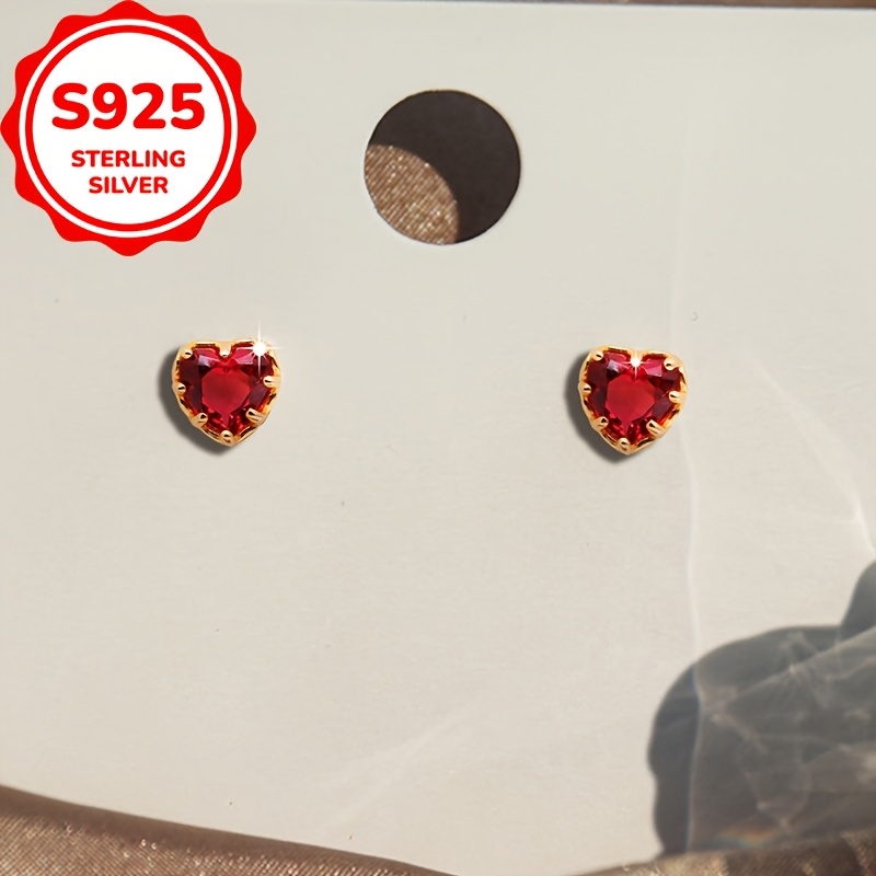 1 Pair S925 Sterling Silver Romantic Heart Earrings