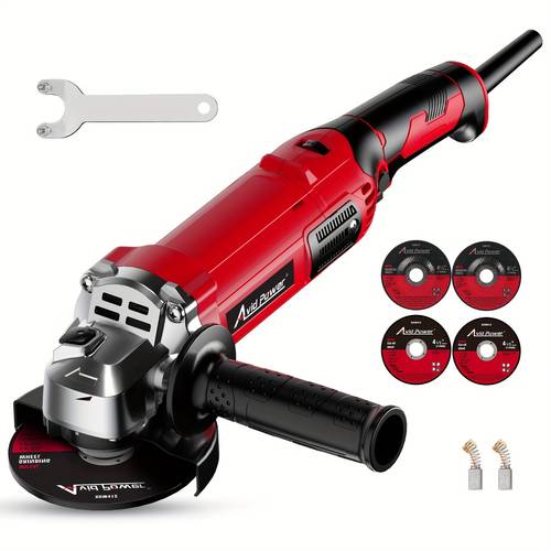 heavy duty angle grinder 1000w 11 500 rpm adjustable electric grinder with lock on button paddle 1 2 grinding wheels side handle for metal concrete tile plumbing industrial workshop use compatible plug 120v