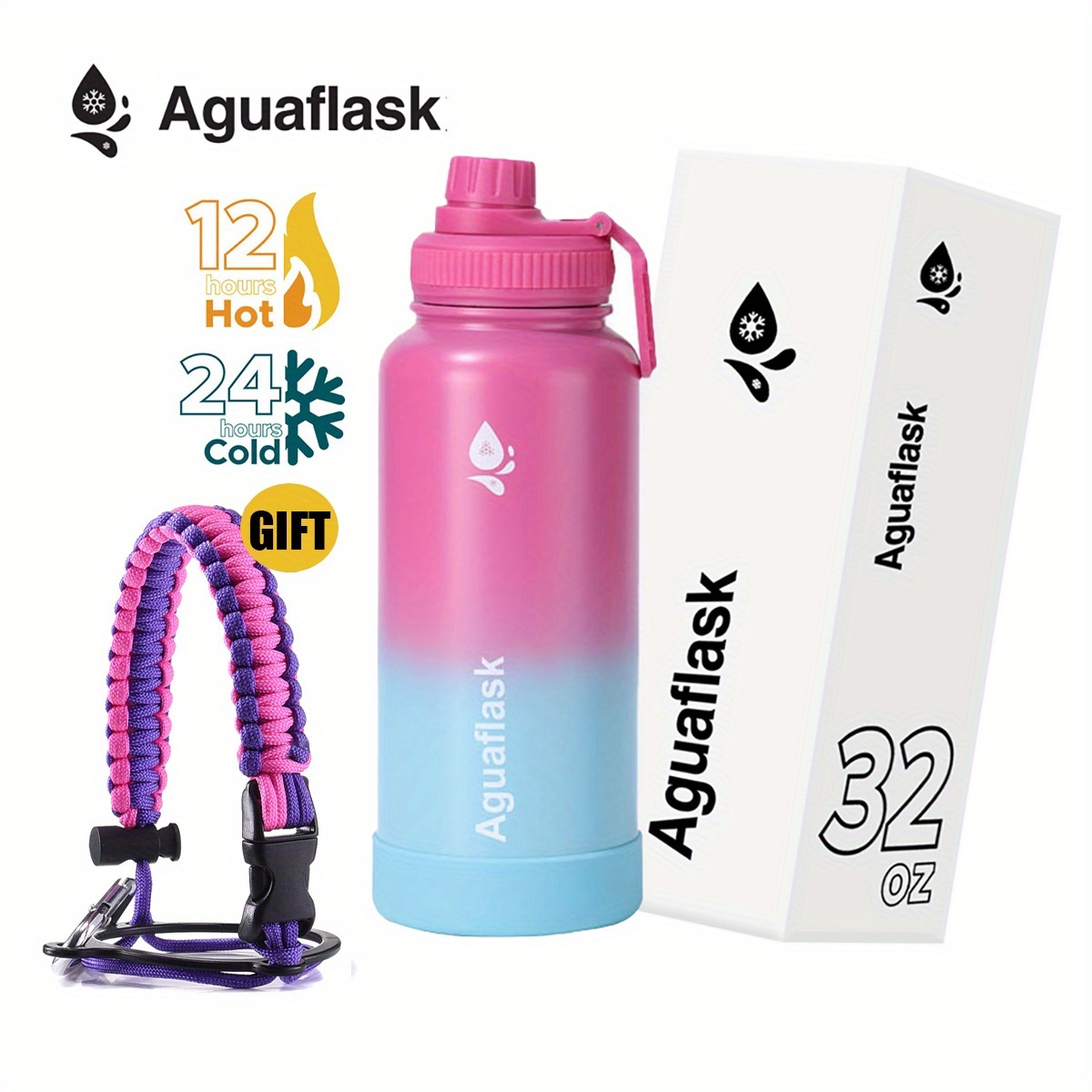 aguaflasks 32oz tumbler hot and cold with accessories vacuum flasks spout lid wide mouth water bottle drinkware kitchen storage organization
