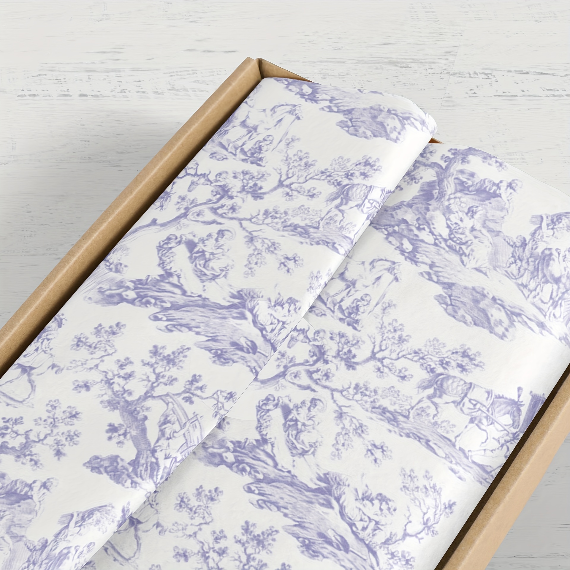 

50 Sheets Vintage French Toile Tissue Paper, 20"x14", Light Purple - Perfect For Gift Wrapping, Flower Arrangements & Wedding Decorations Wrapping Paper For Bouquet Floral Wrapping Paper