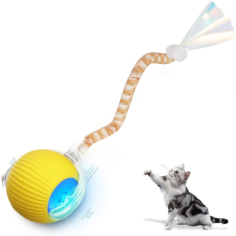 1 Bite-resistant Automatic Cat Toy Ball With Tail - Interactive Plaything For Cats And Dogs, Indoor Fun