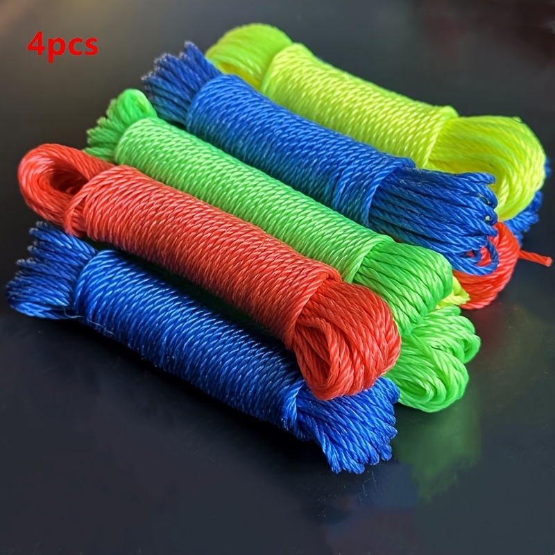 TEMU 4pcs Random Color 10m Nylon Clothesline, Outdoor Drying And Tying Rope, Wear-resistant Braided Nylon Rope For Drying Clothes And Quilts,
