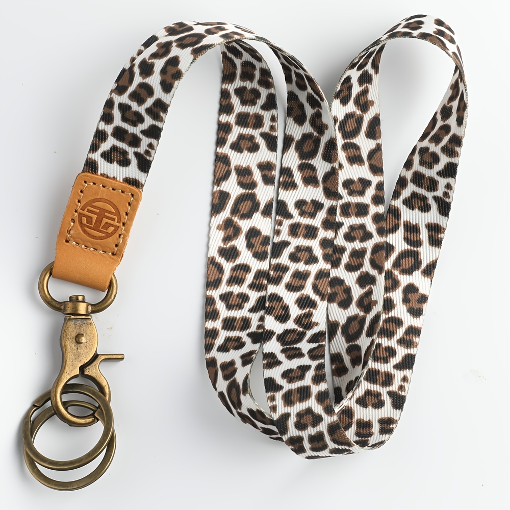 

1pc Fashionable Leopard Print Polyester Lanyard Keychain With Detachable Clip, Multipurpose Neck Strap For Keys, Id Badge, Wallet, Cell Phone, And Camera