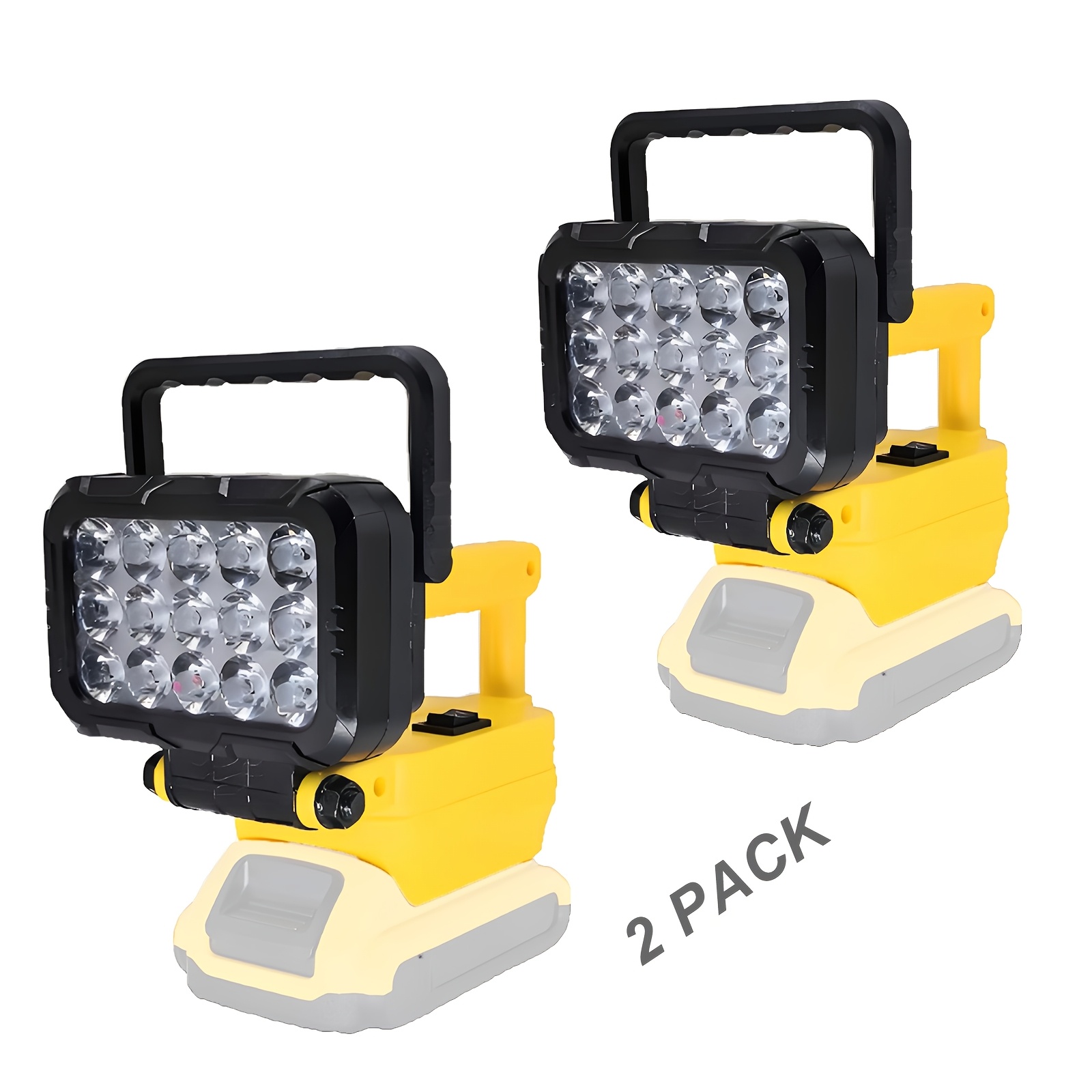 TEMU 2 Pack Led Work Lights, Compatible With 20v Battery; 3-inch Emergency Light; Floodlight With 2 Brightness Settings; Adjustable-height, Built-in