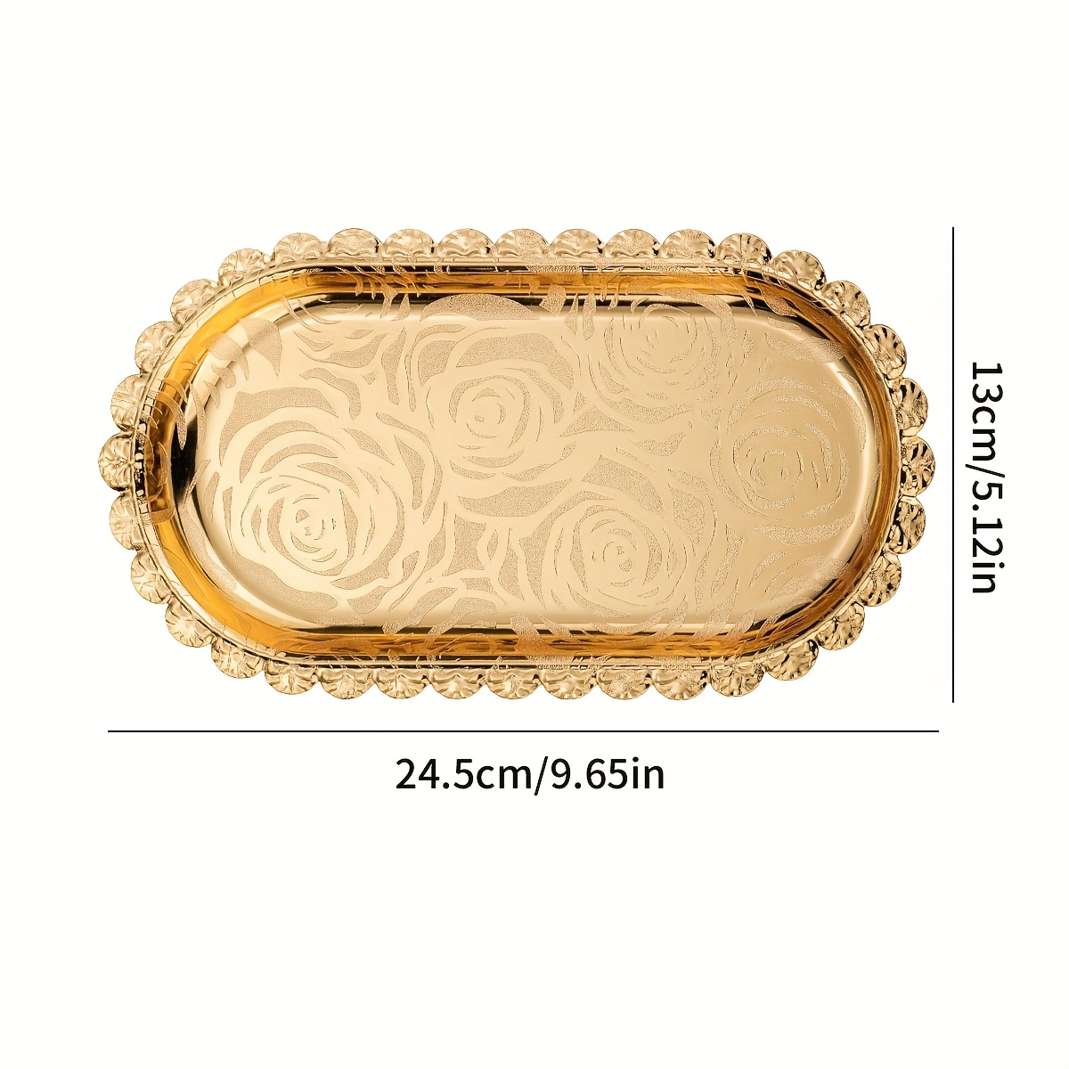 TEMU 1pc Stainless Steel Jewelry Tray Serving Platter, Thickened Breakfast Tray, Household Dessert Plate, Vegetable Plate, Sushi Plate, Tray, Jewelry