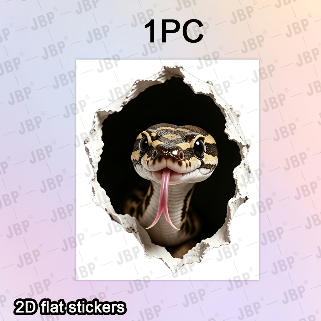 TEMU 1pc Creative Python Wall Break Wall Sticker Realistic Python Peeking Through Wall Hole Pattern Art Decor Sticker Self Adhesive Removable Decal