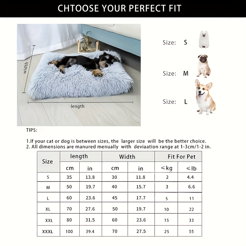 1pc extra large plush lined dog bed and cat mat thick comfortable warm polyester easy to remove washable suitable for all breeds and sizes pet furniture   accessories durable pet bedding Product details 6