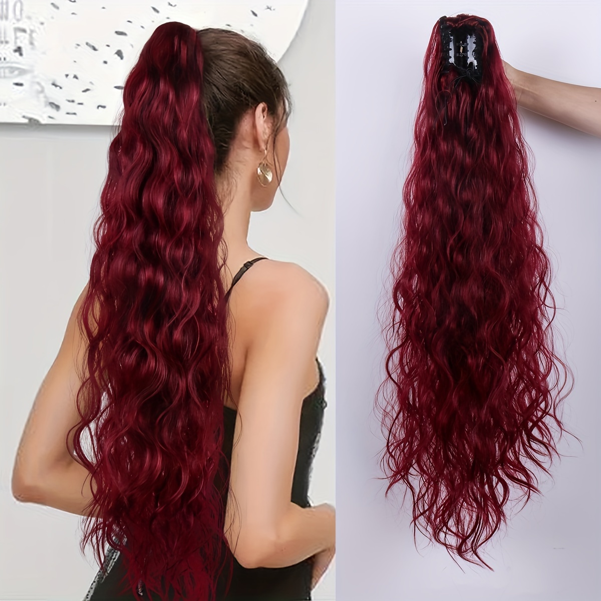 

32- Red Curly -in Ponytail - Synthetic Hairpiece For Women, For & Parties