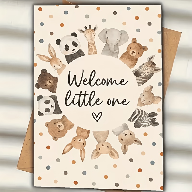 TEMU 1 Bath Card - Cute Animal Theme, Featuring Panda, Giraffe, Elephant, Bear, Rabbit, And Other Patterns - Suitable For Celebrations, Baby Showers,