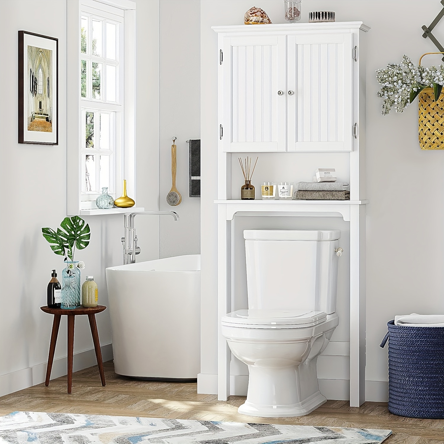 

Lofka Over The Toilet Storage Cabinet, Bathroom Shelf Over Toilet, Bathroom Storage Cabinet Organizer, White