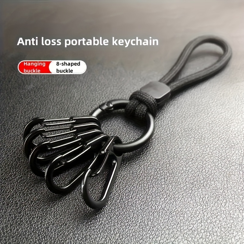 

Original Minimalist Black Metal 8-letter Key Ring For Men, Key Chain, Stylish Key Holder With Rope