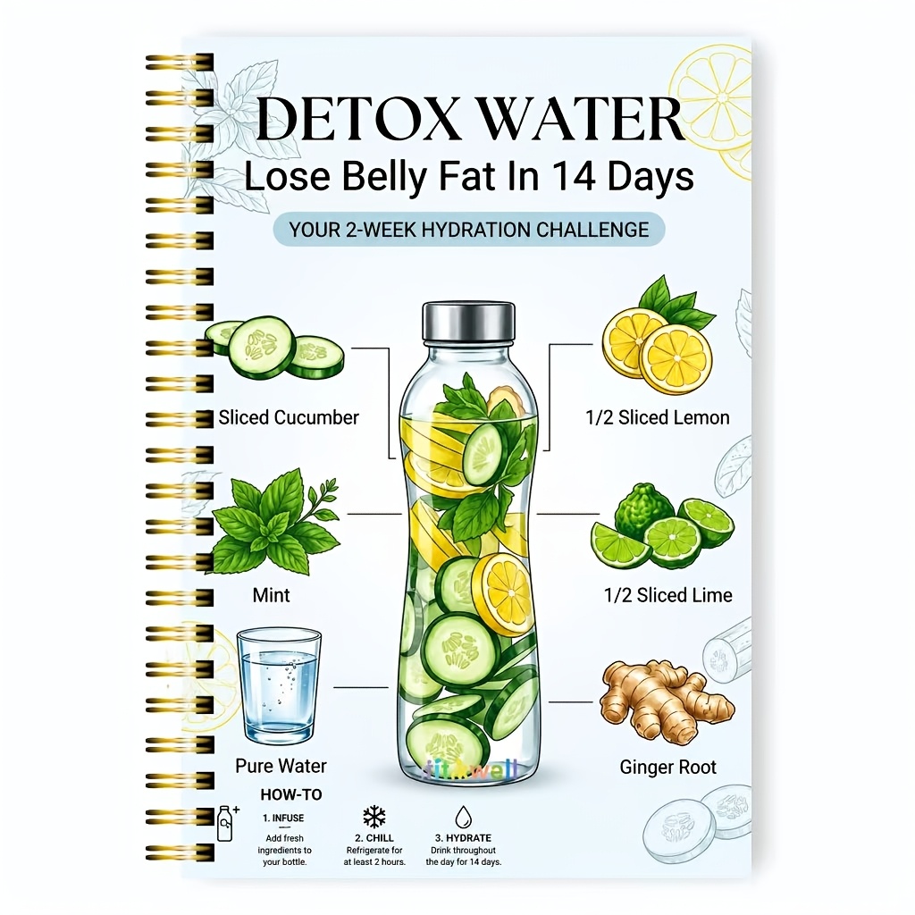TEMU 1 Abdominal Weight Loss Health Plan Spiral Notebook | 5.5x8.3 Inches | Designed For On Belly Slimming And Fasting, A Practical Gift For A