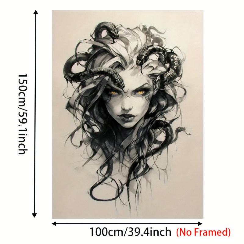 TEMU 2d/flat 1pc Medusa Hair Portrait Canvas Art Print, 31.49" .24", Frameless Wall And Room Decor, Suitable For Wall Art And Room Decoration
