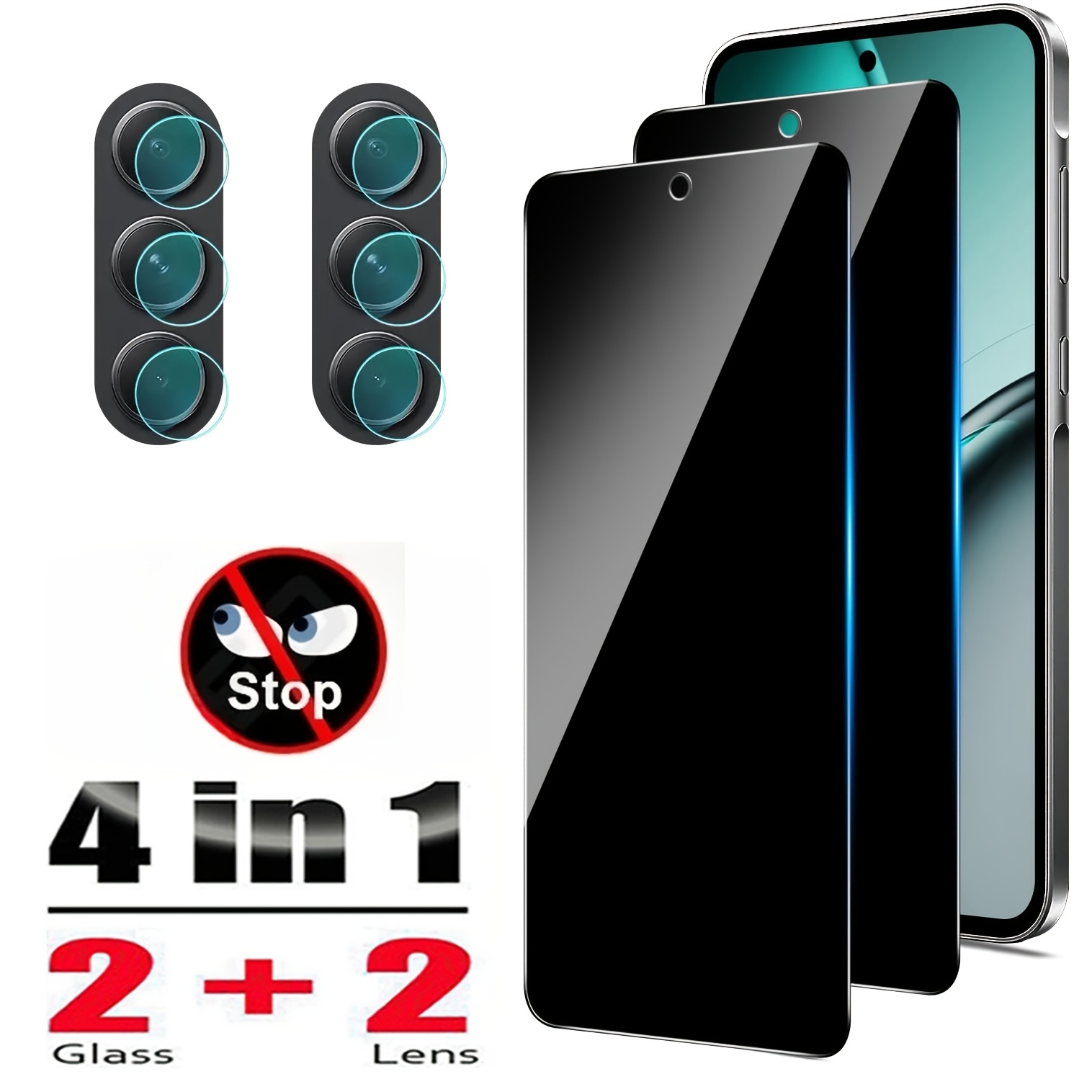 TEMU 2+2 Pack Privacy Tempered Glass For Galaxy A57 37 5g Screen Protector + Camera Lens Protection Film Anti-scratch Anti-peeping Protective Glass