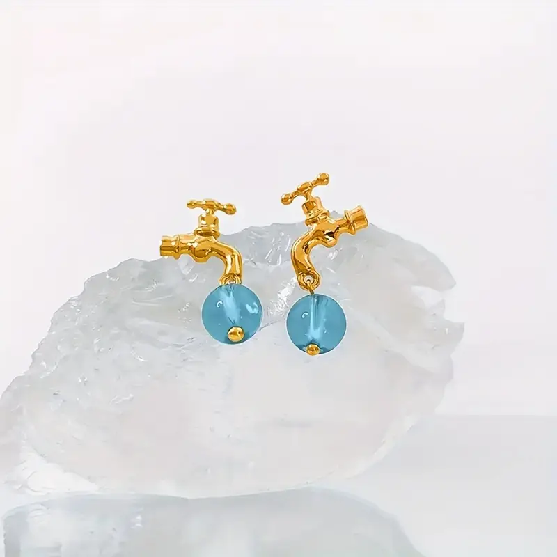fashionable and cute earrings faucet shape earrings for women and girls sweet and essential gift earrings for party holidays details 6