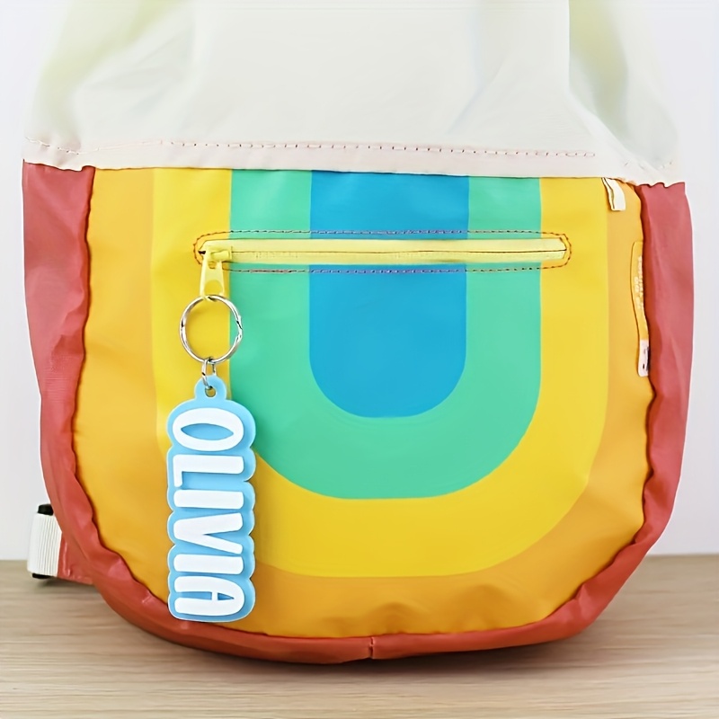 TEMU Personalized Acrylic Name Keychain - Custom Birthday/anniversary Gift, Letter Design - Soft And Vibrant Colors: Pink, Orange, Blue, Green,