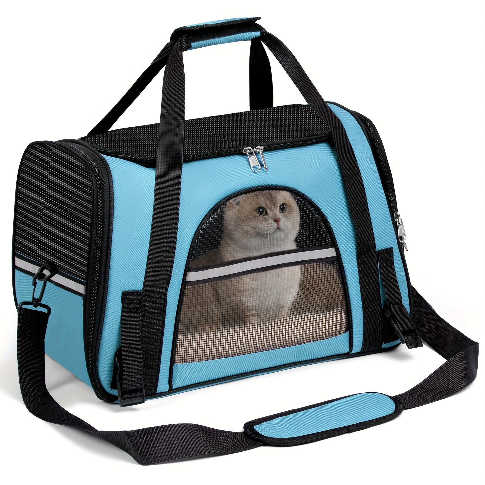 cat carriers for cats secure zipper anti escape   backpack   ventilated foldable   travel bag car airline approved collapsible cage with breathable design
