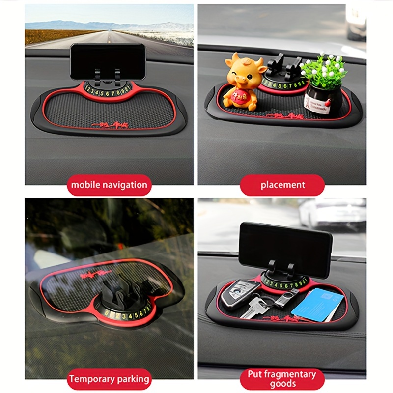 Car Dashboard Anti Slip Mat Sticky Pad Mobile Phone Holder Stand Parking  Phone Number Plate Auto Accessories Decor