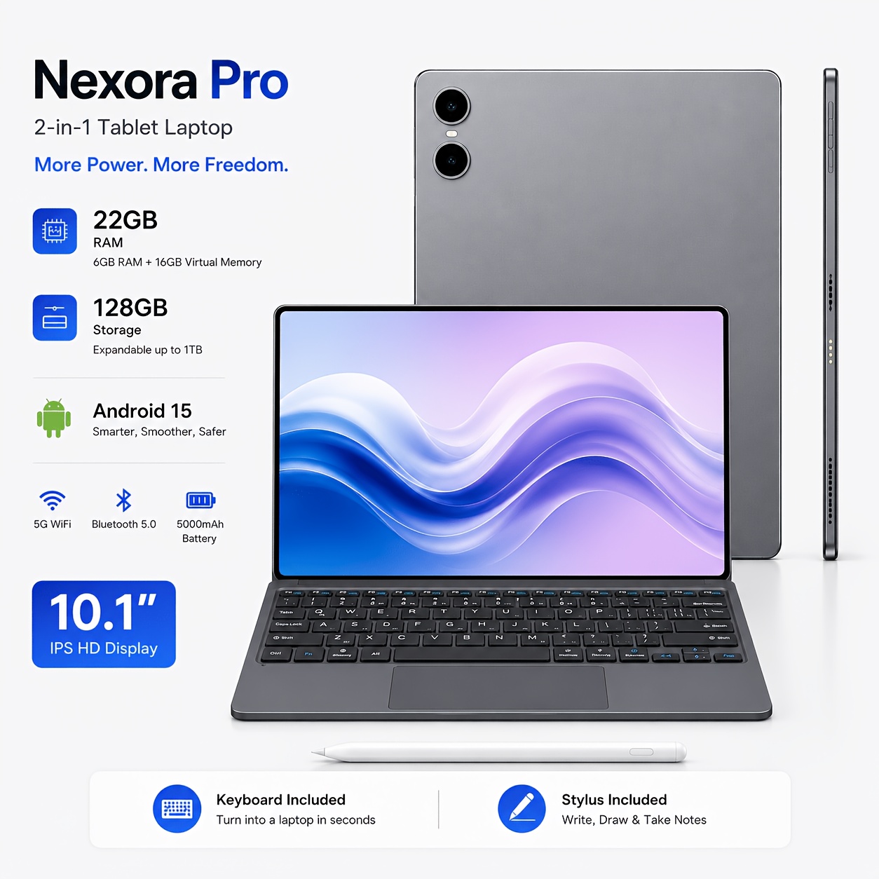 Image of 2026 Latest Tablet 15, Tablet, 10.1 Inch Hd Display Tablet Computer, 22gb 128gb Rom Core Processor, Dual 5g Unlocked Cellular Calling, Type-c Otg, Front & Rear Hd Camera, Gaming Tablet