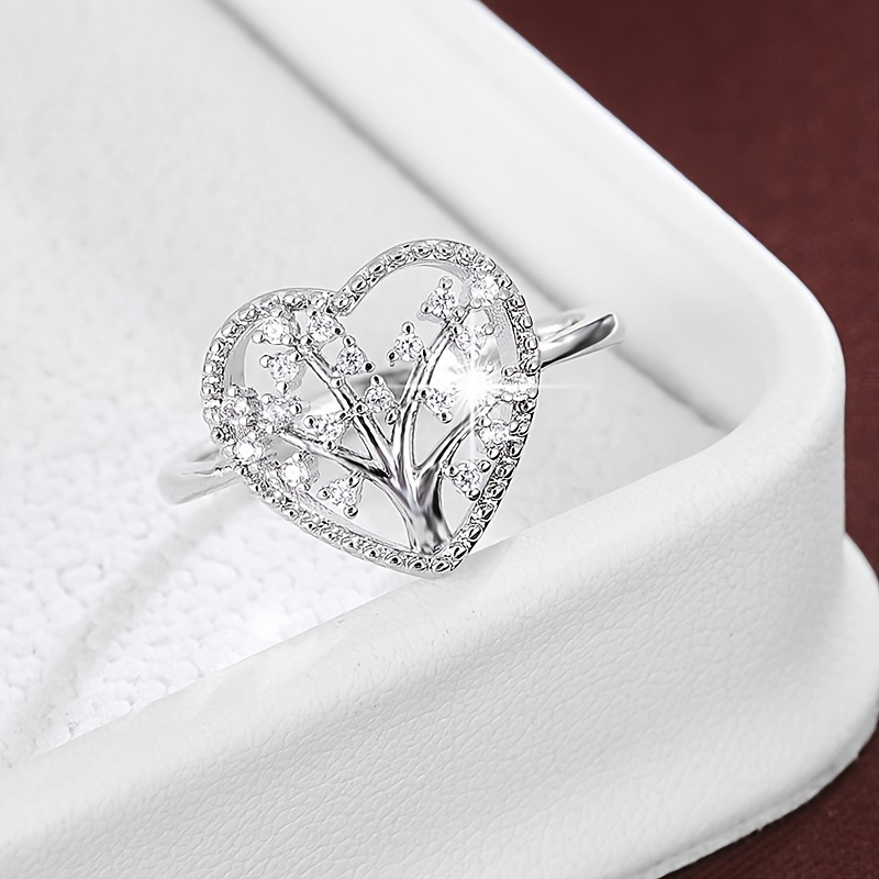 Heart shaped Tree Zirconia Lady's Ring