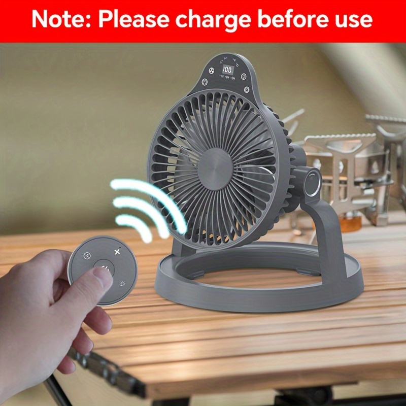 Camping Fan, Lighting Fan Portable with SOS Rescue Light & 2A Fast Charging Power Bank, 10000Mah 20.32 cm Battery Operated Rechargeable USB Fan, 4-Speed Wind Adjustment