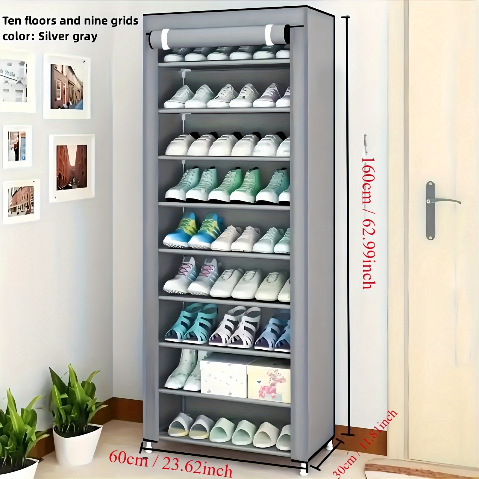 

Easy-assemble Shoe Rack - Large Capacity, Freestanding Organizer For Home & Dorms, Utility Hooks