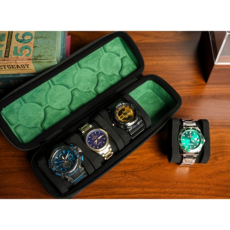 TEMU Hardshell 4-slot Watch Storage Case For Travel And Home Organization, Watch Travel Case To 4 Large And Small Watches, With Soft Watch Pillow