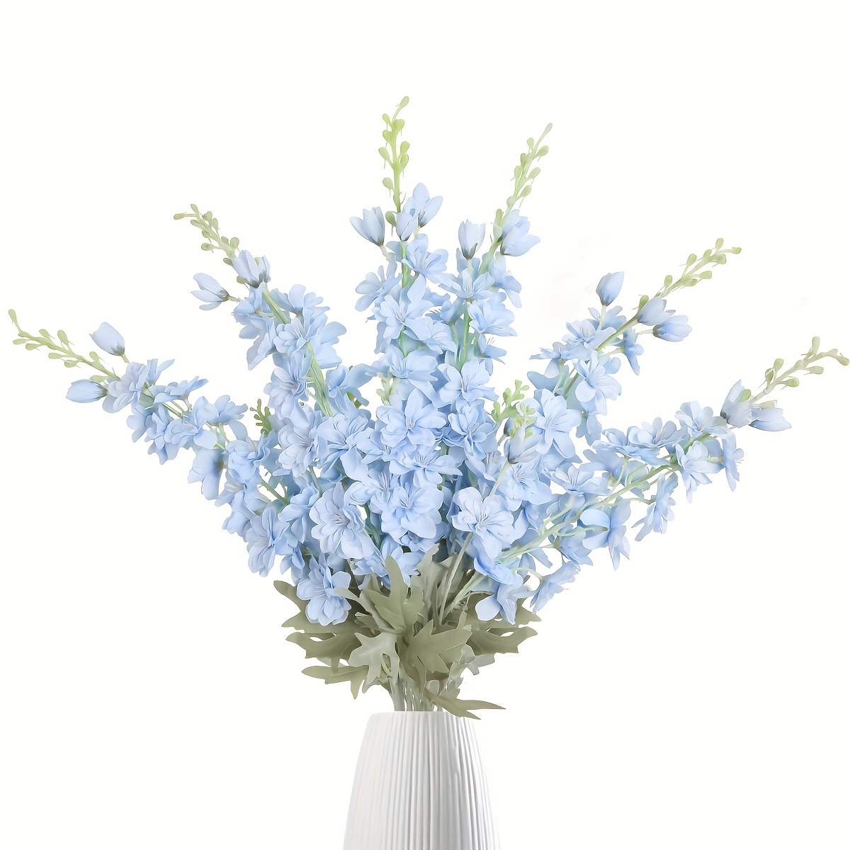 

4pcs Delphinium Artificial Larkspur Flowers Silk Long Stem - Wedding Engagement Decor, Indoor Outdoor Floral Table Centerpieces, Valentine's Mother's Day Gift - Light Blue