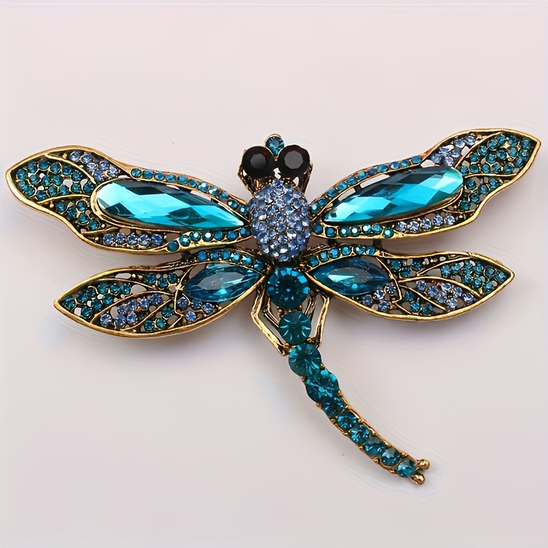 Image of Vintage-inspired Dragonfly Brooch With Sparkling Rhinestones - Unique Animal Pin For Fashionable Accessories