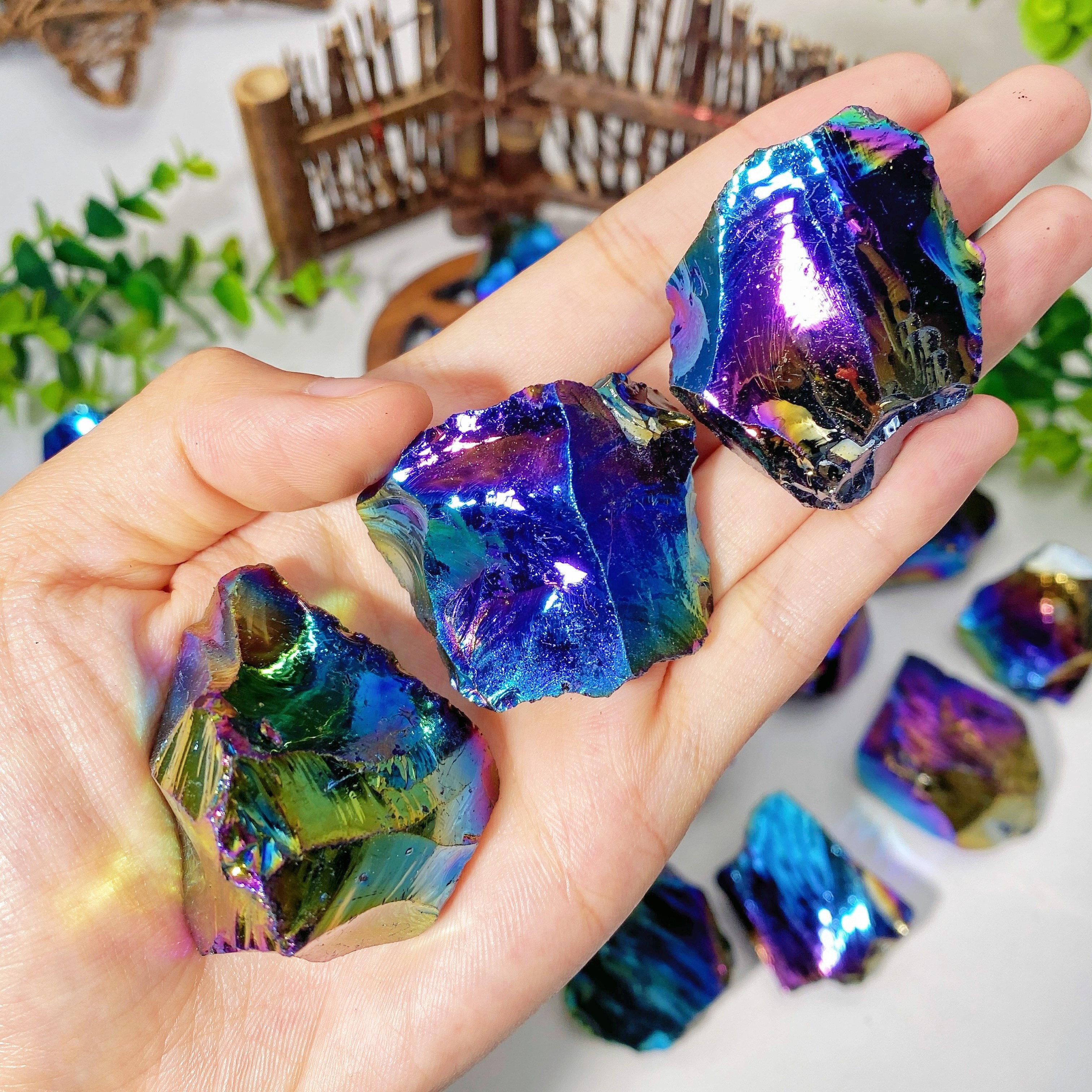 

1pc Iridescent Aura , Natural Gemstone Jewelry - Ideal For Birthday Gifts, Party & Table Decorations, Unique Shine, Car Accessory | Iridescent Gemstone | Natural Crystal