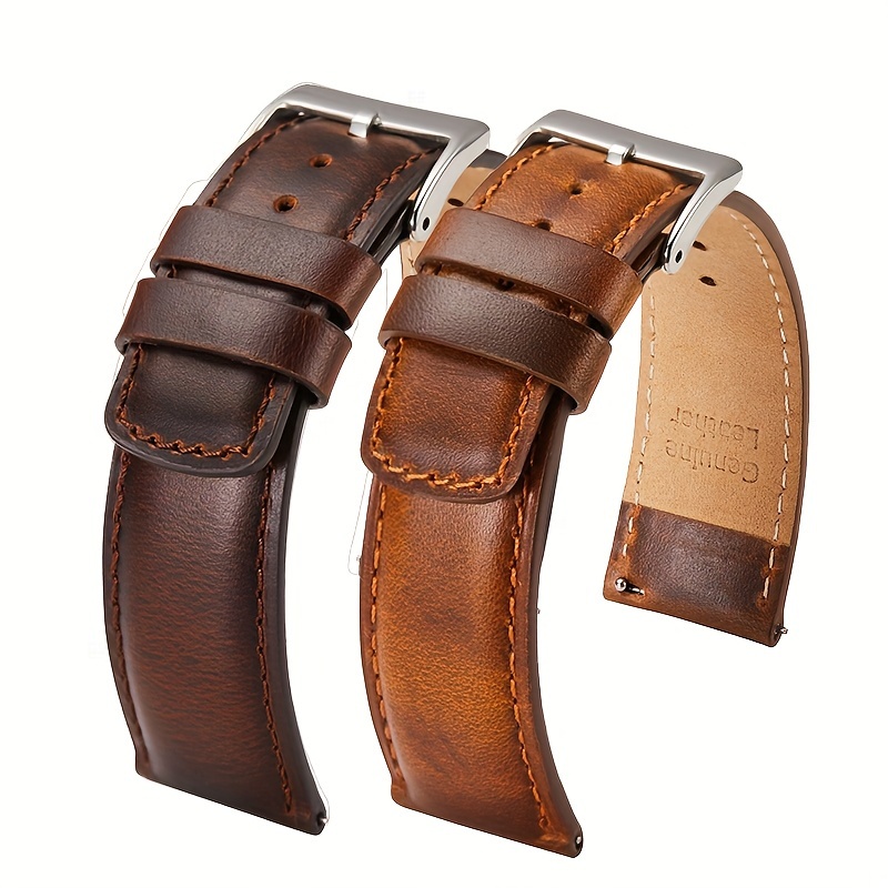 

Elegant Calfskin Leather Watch Bands With Tang Buckle, Vintage Style Replacement Straps, Men's 20mm 22mm Size Options