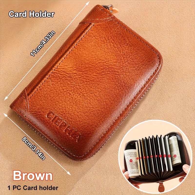 RFID Blocking Genuine Leather Trifold Wallet for Men with Money Clip, ID Windows, and Multiple Card Slots